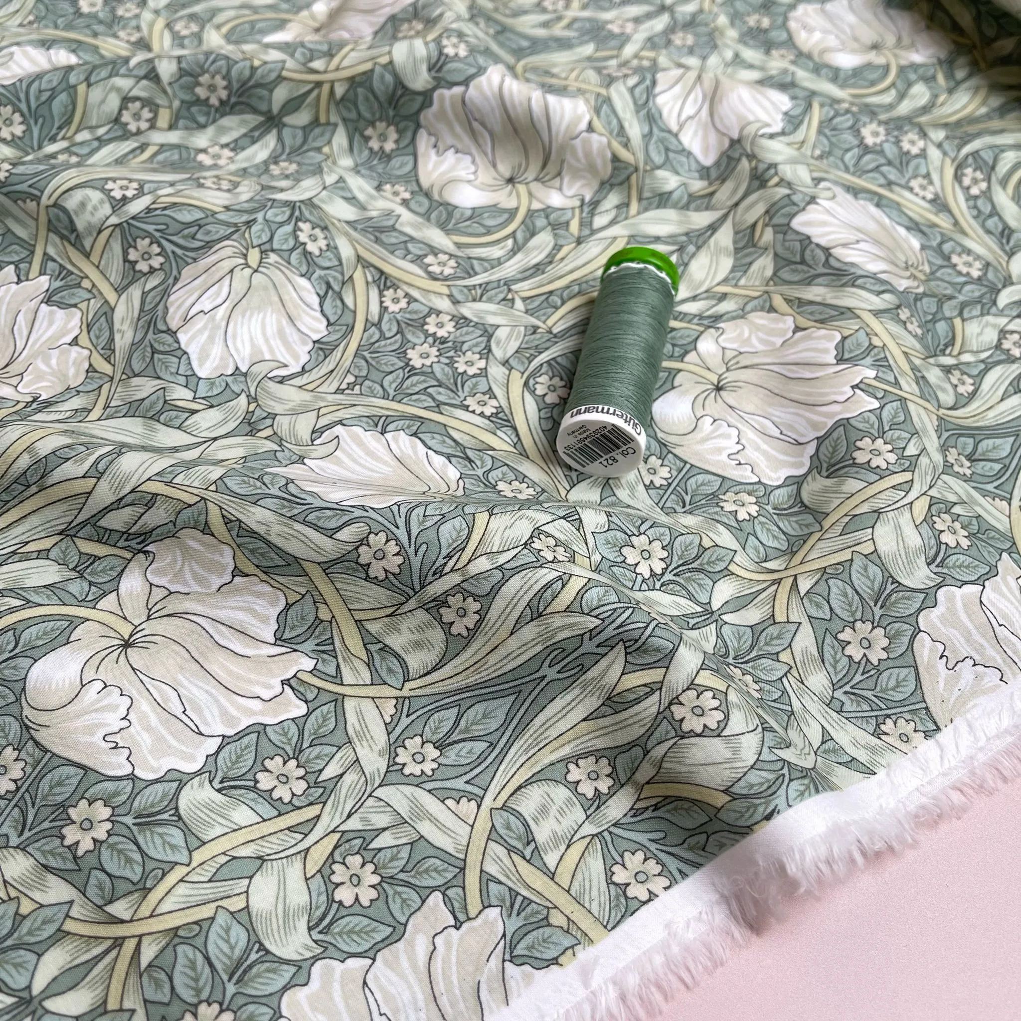 Morris Sage Green Cotton Lawn Fabric