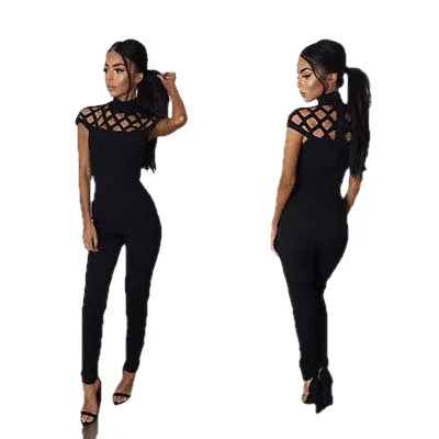 New Arrivals Fashion Women Casual Short Sleeve Jumpsuits Bodysuit Romper Jumpsuit Long Pants