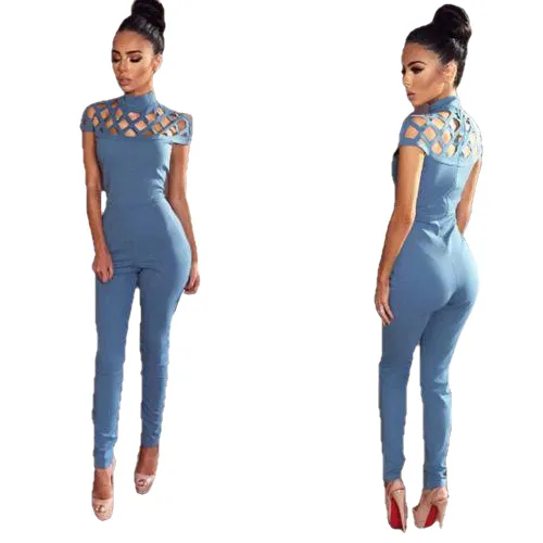 New Arrivals Fashion Women Casual Short Sleeve Jumpsuits Bodysuit Romper Jumpsuit Long Pants