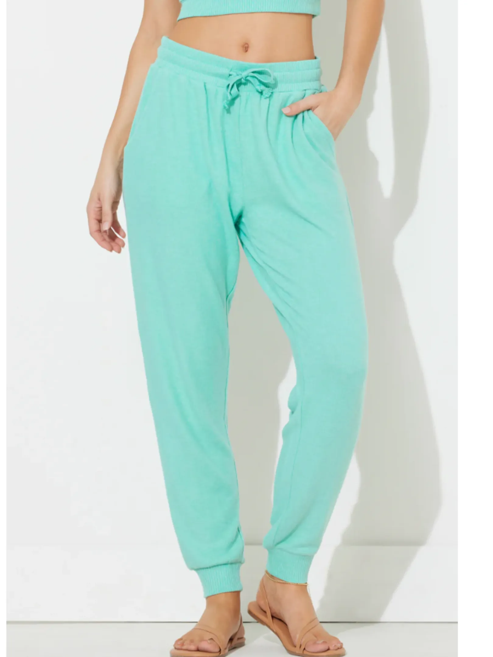 Ocean Drive Tropical Green Hacci Jogger