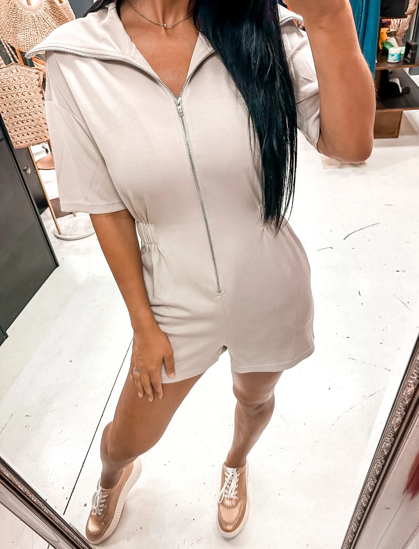 Only The Best Romper Taupe