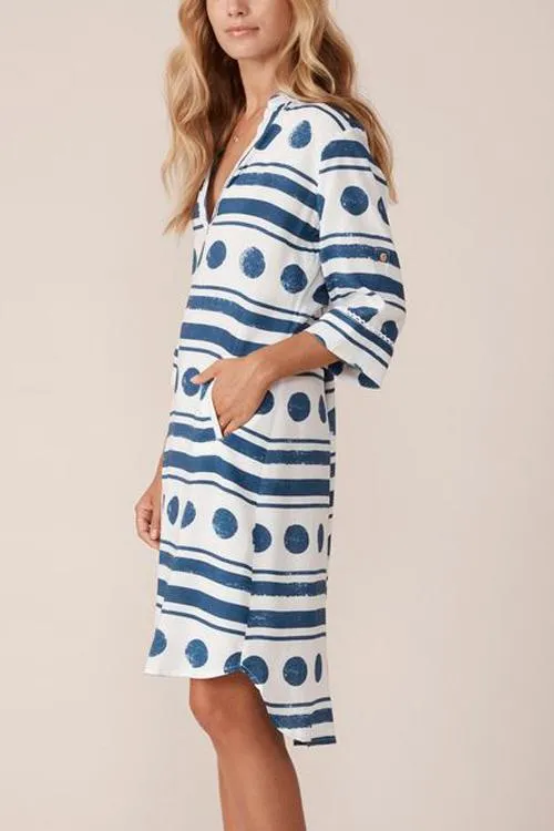 Polka Dot Tunic V Neck Shift Dress