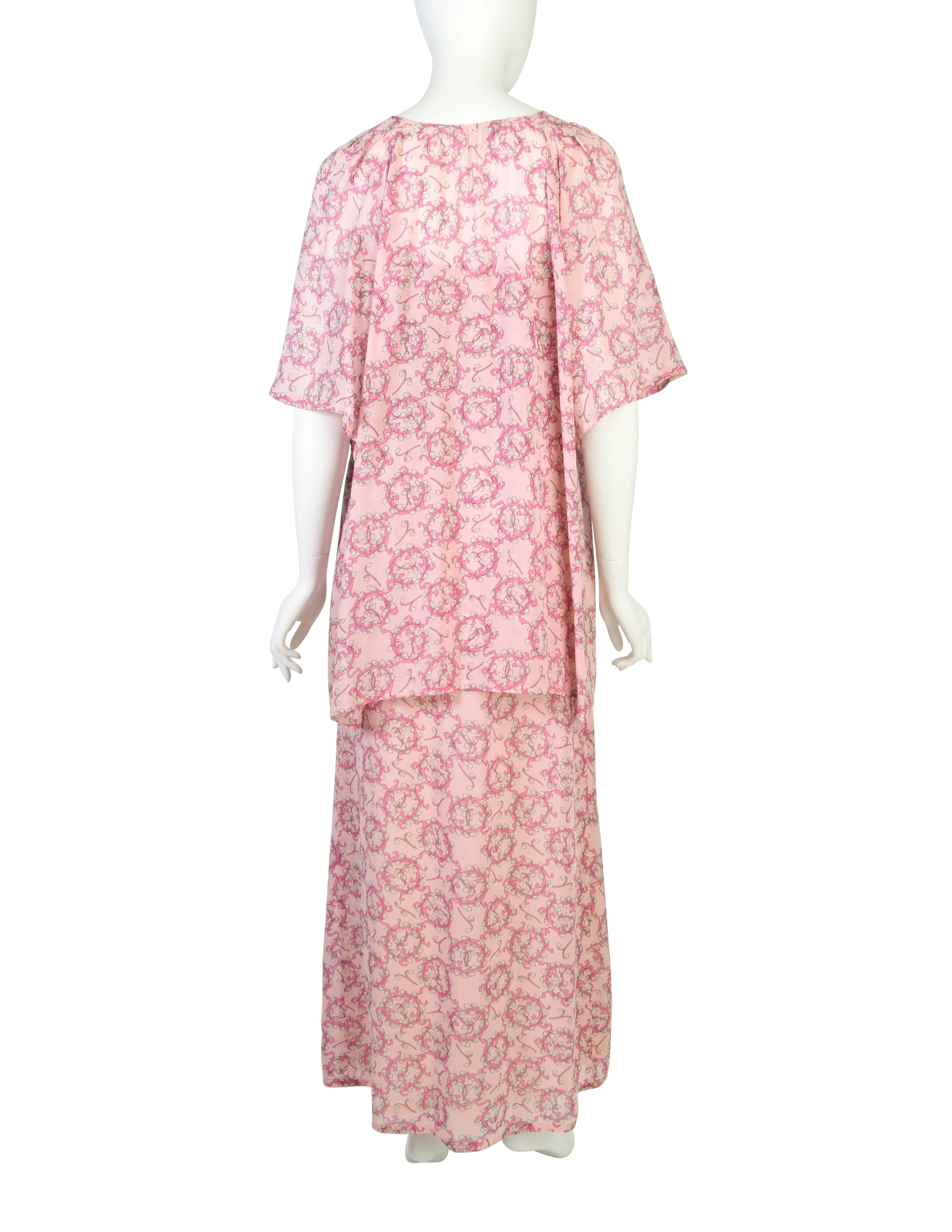 Pucci Vintage 1960s Baby Pink Lilly of the Valley Floral Print Silk Slip Dress and Jacket Ensemble Set