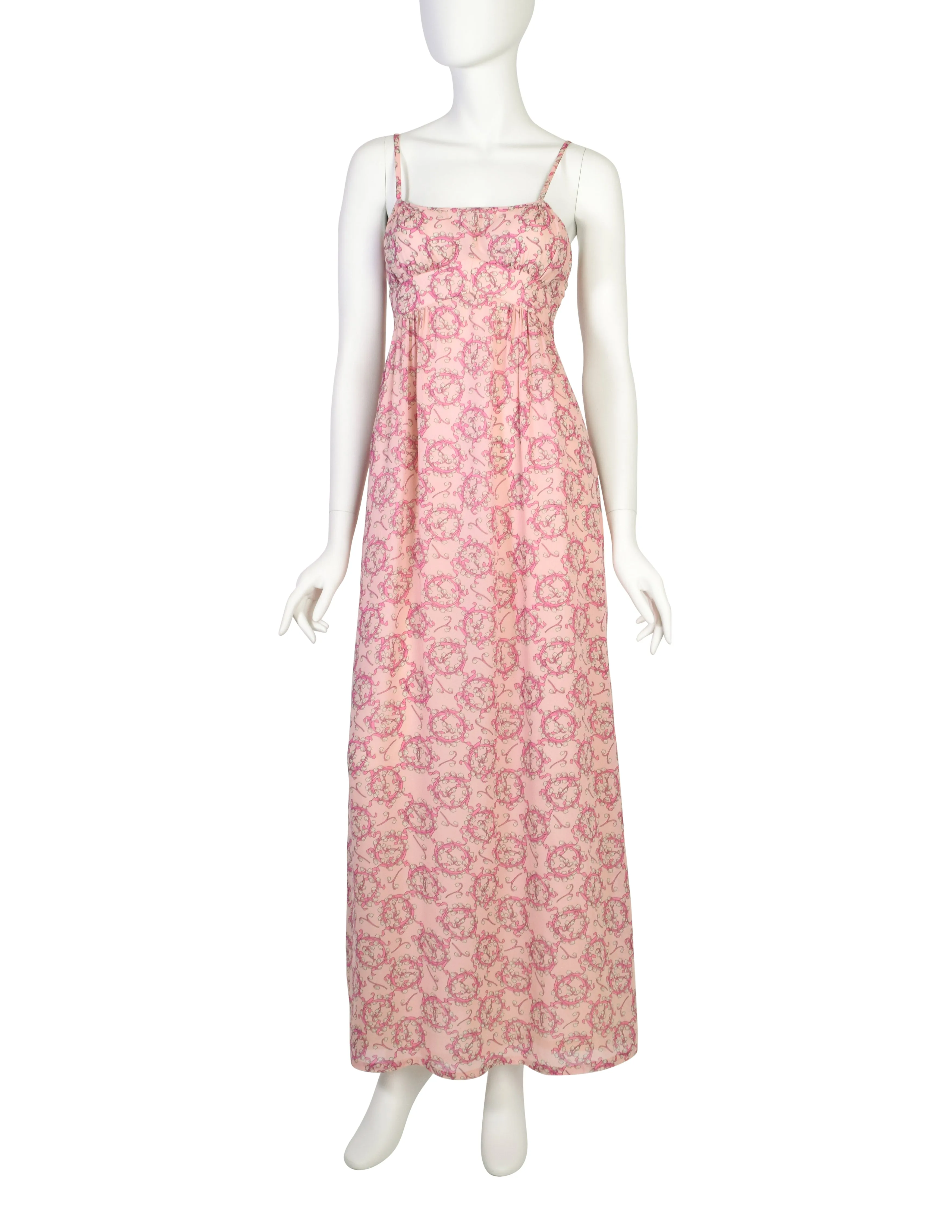 Pucci Vintage 1960s Baby Pink Lilly of the Valley Floral Print Silk Slip Dress and Jacket Ensemble Set