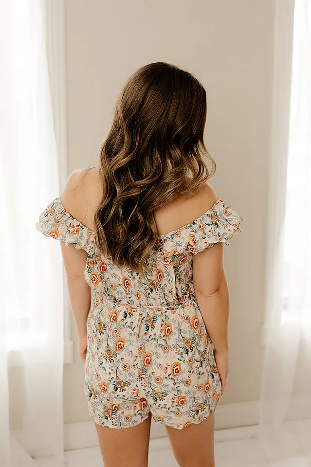 Ruffle Sleeve Tie Romper