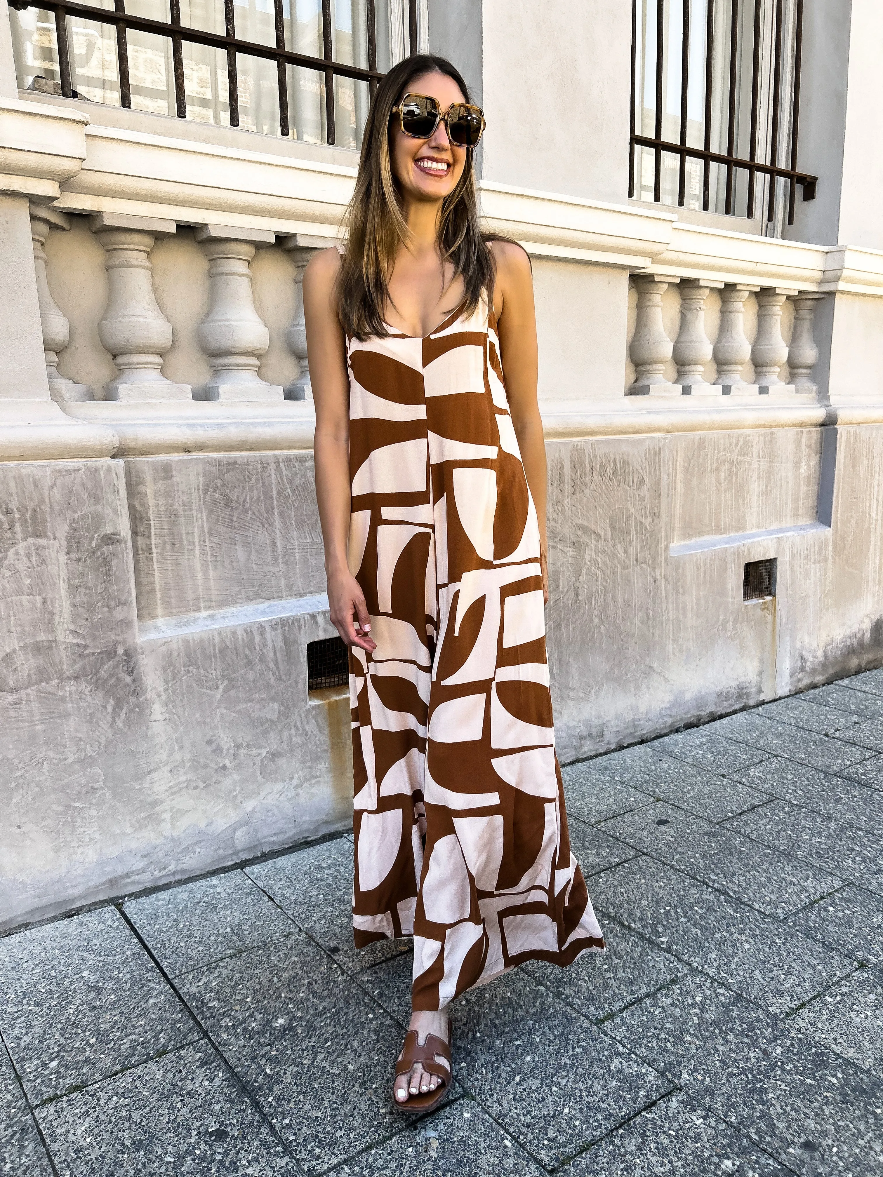 SAMARA Wide Leg Jumpsuit - Tan Print