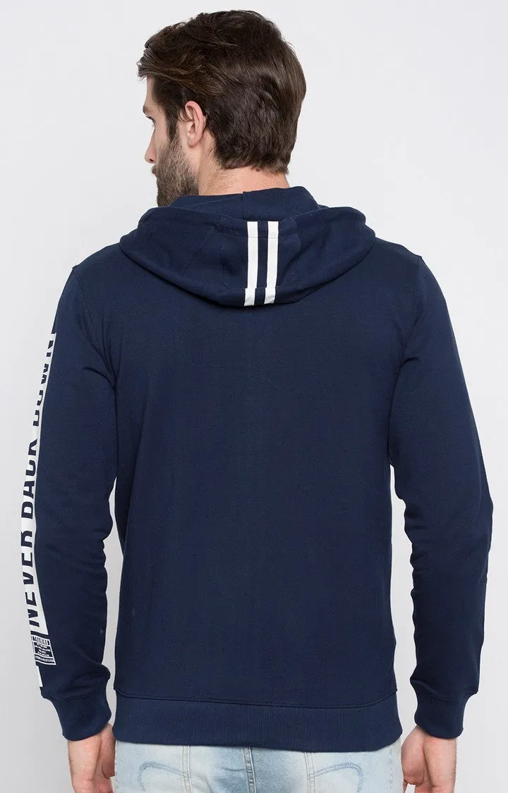 Spykar Blue Solid Slim Fit Hoodies