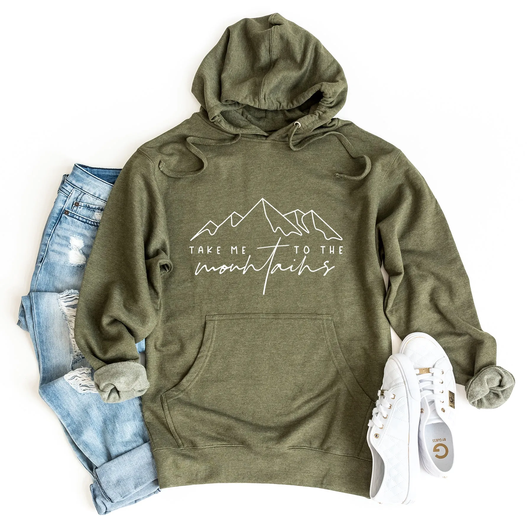 Take Me To The Mountains Cursive | Graphic Hoodie