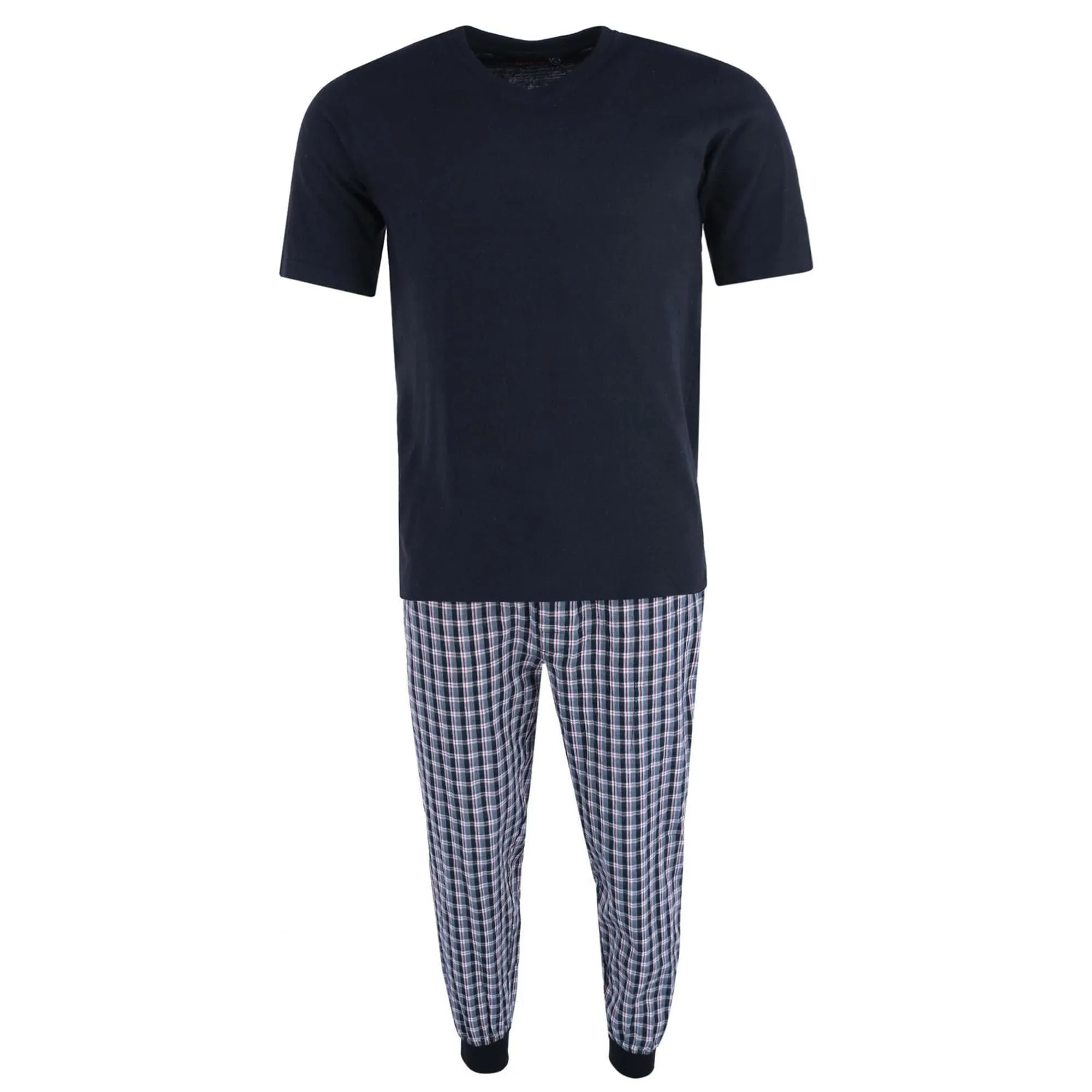 Ten West Apparel Men's V-Neck Top With Plaid Jogger Lounge Set