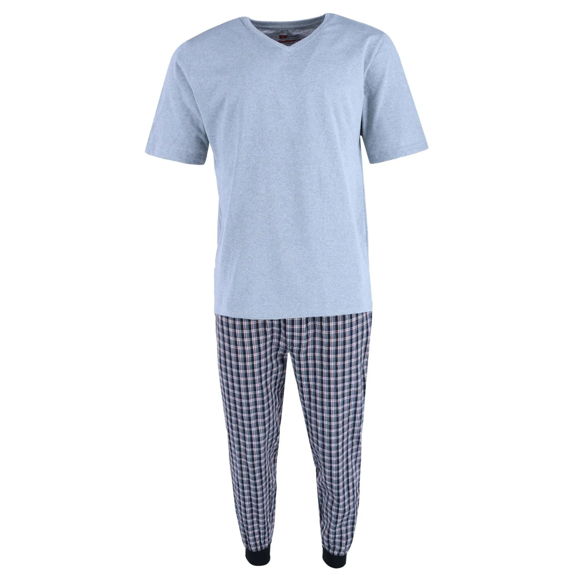 Ten West Apparel Men's V-Neck Top With Plaid Jogger Lounge Set