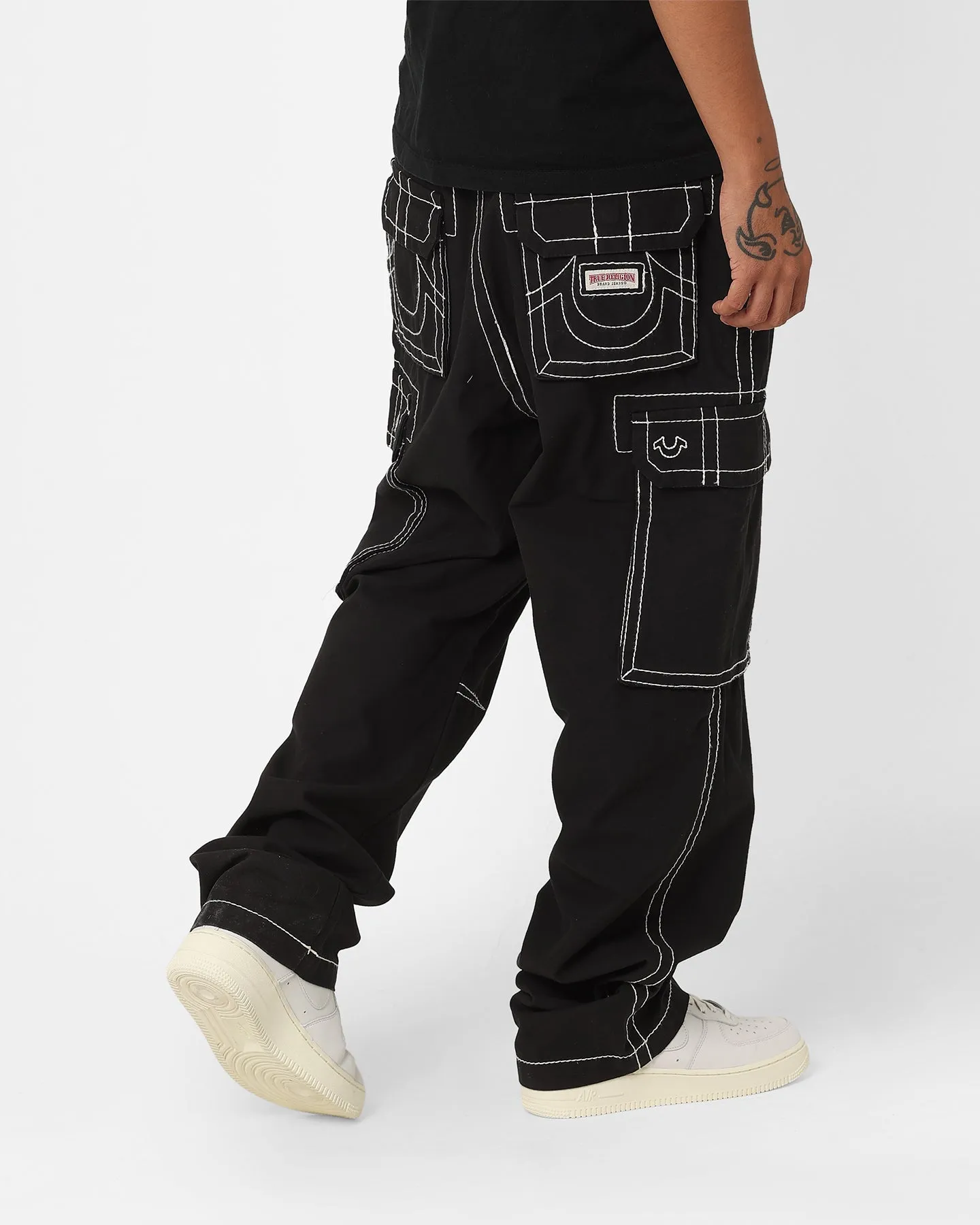 True Religion Big T Classic Cargo Pants Jet Black