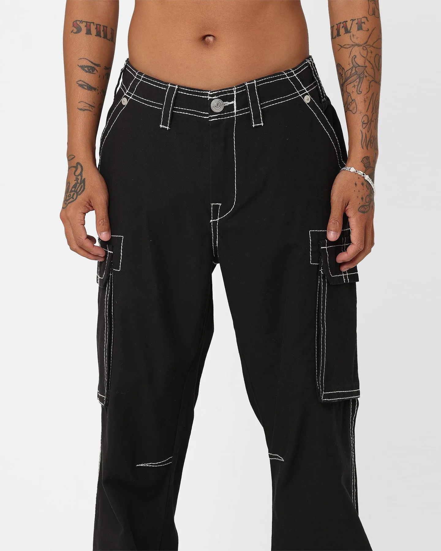 True Religion Big T Classic Cargo Pants Jet Black