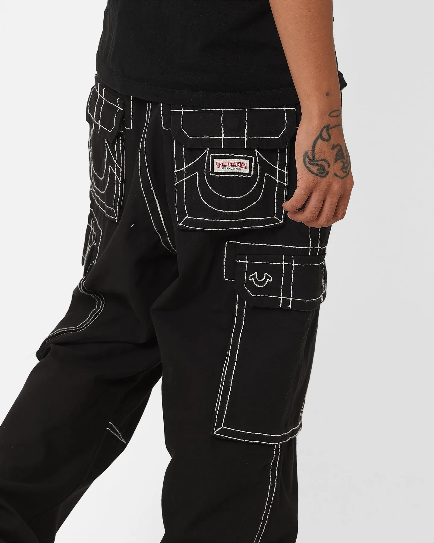 True Religion Big T Classic Cargo Pants Jet Black