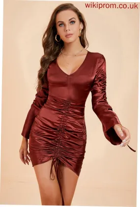 V-Neck Bodycon Mini Kailey Polyester Dresses Elegant Sleeves Club Dresses Long