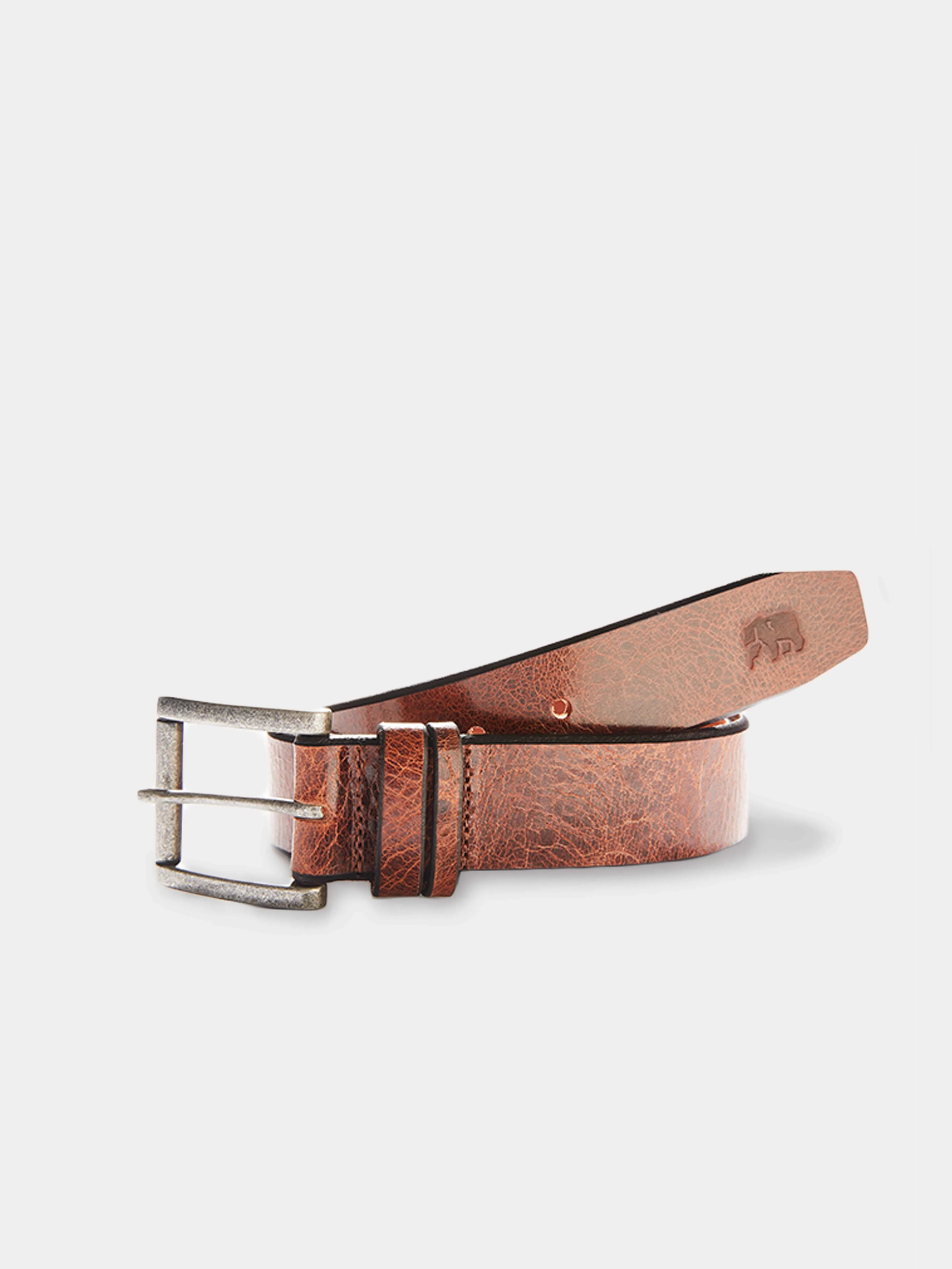 Vintage Glazed Leather Belt in Tan