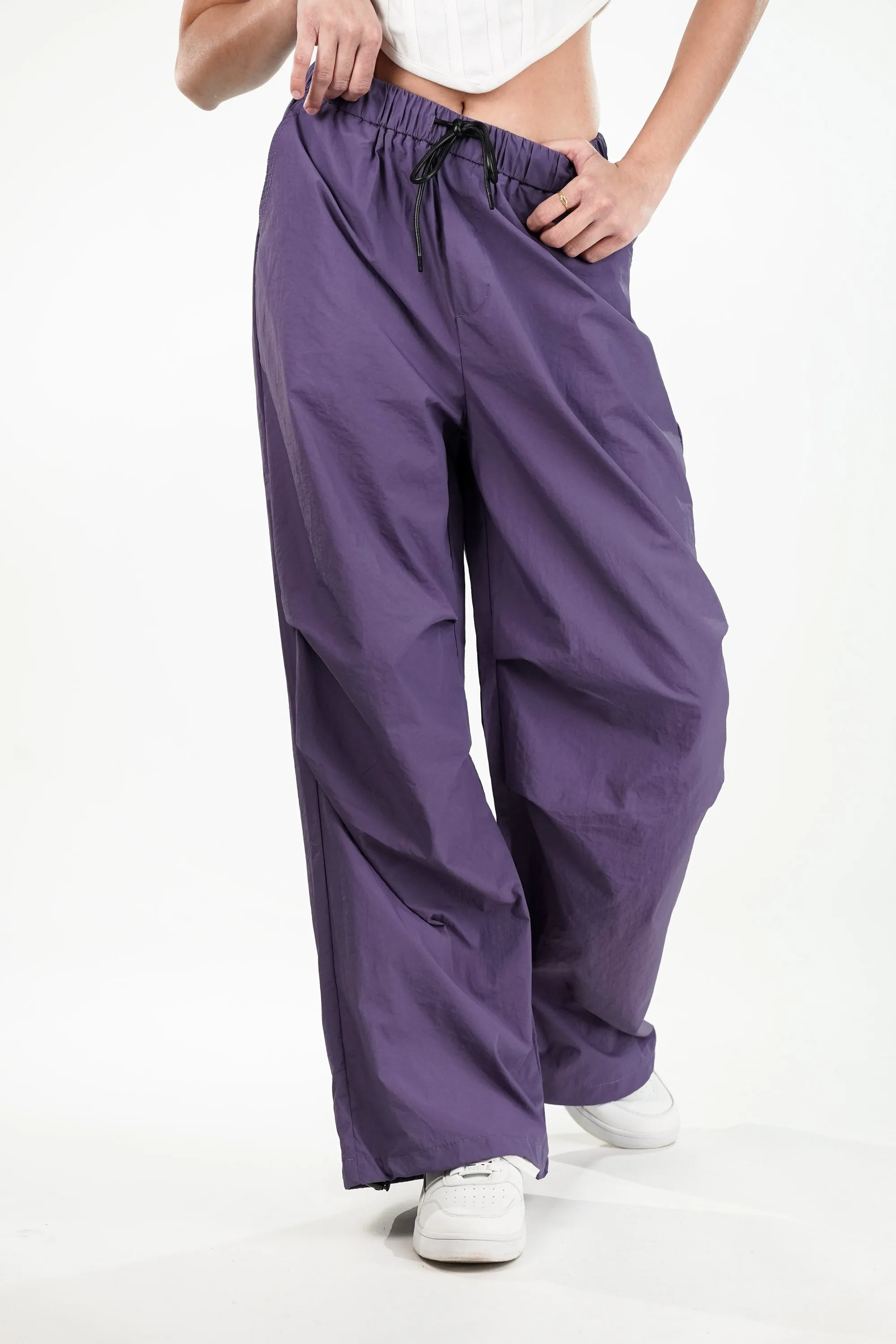 Violet Cargo Pants With Detachable Skirt