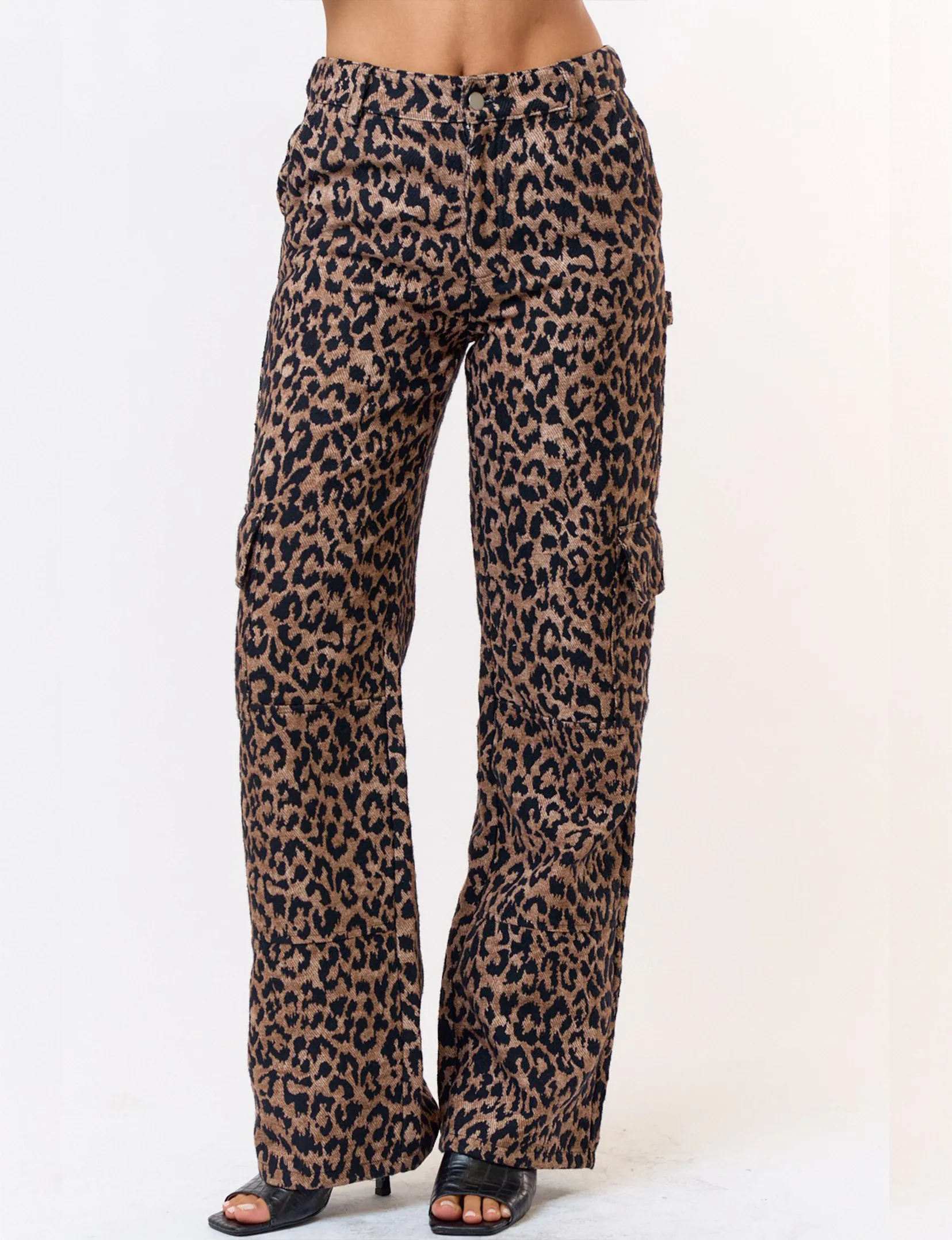 Wide Leg Cargo Pant, Leopard