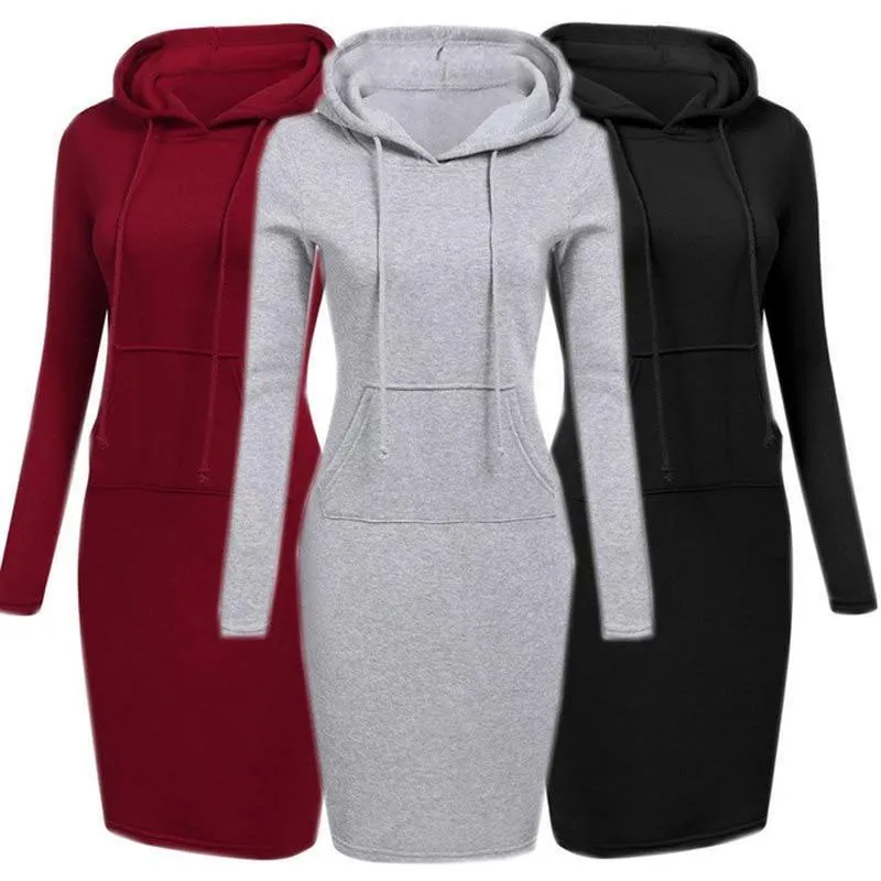 Winter Casual Solid Hoodies with Pockets