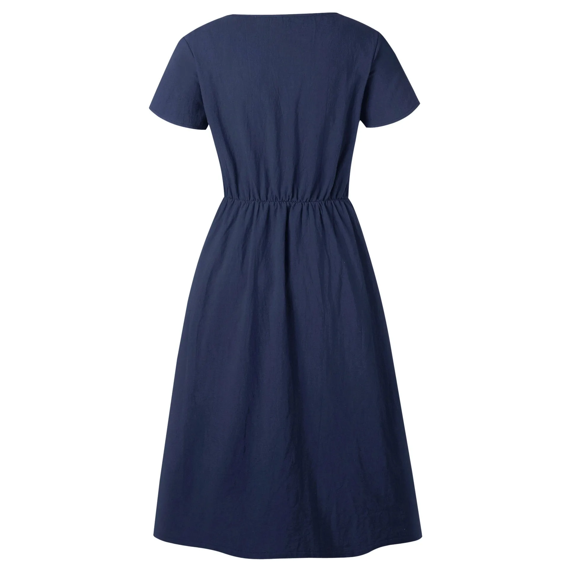 Women V-neck Short Sleeve Midi Dresses