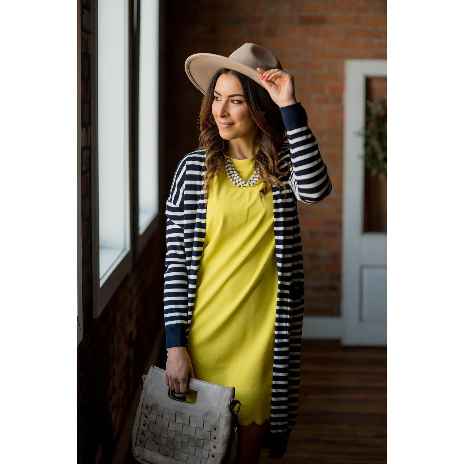 Yellow Scalloped Shift Dress